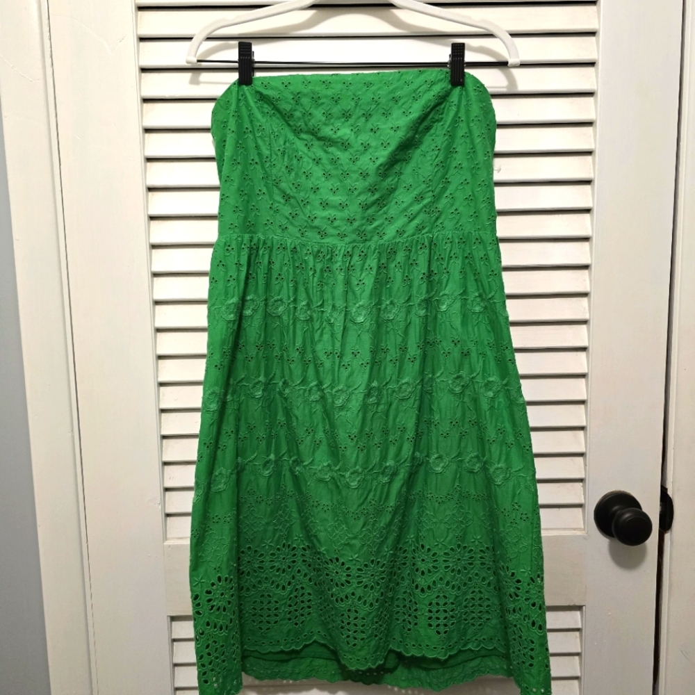 Old Navy Dress 12 Green Eyelet Strapless NWOT